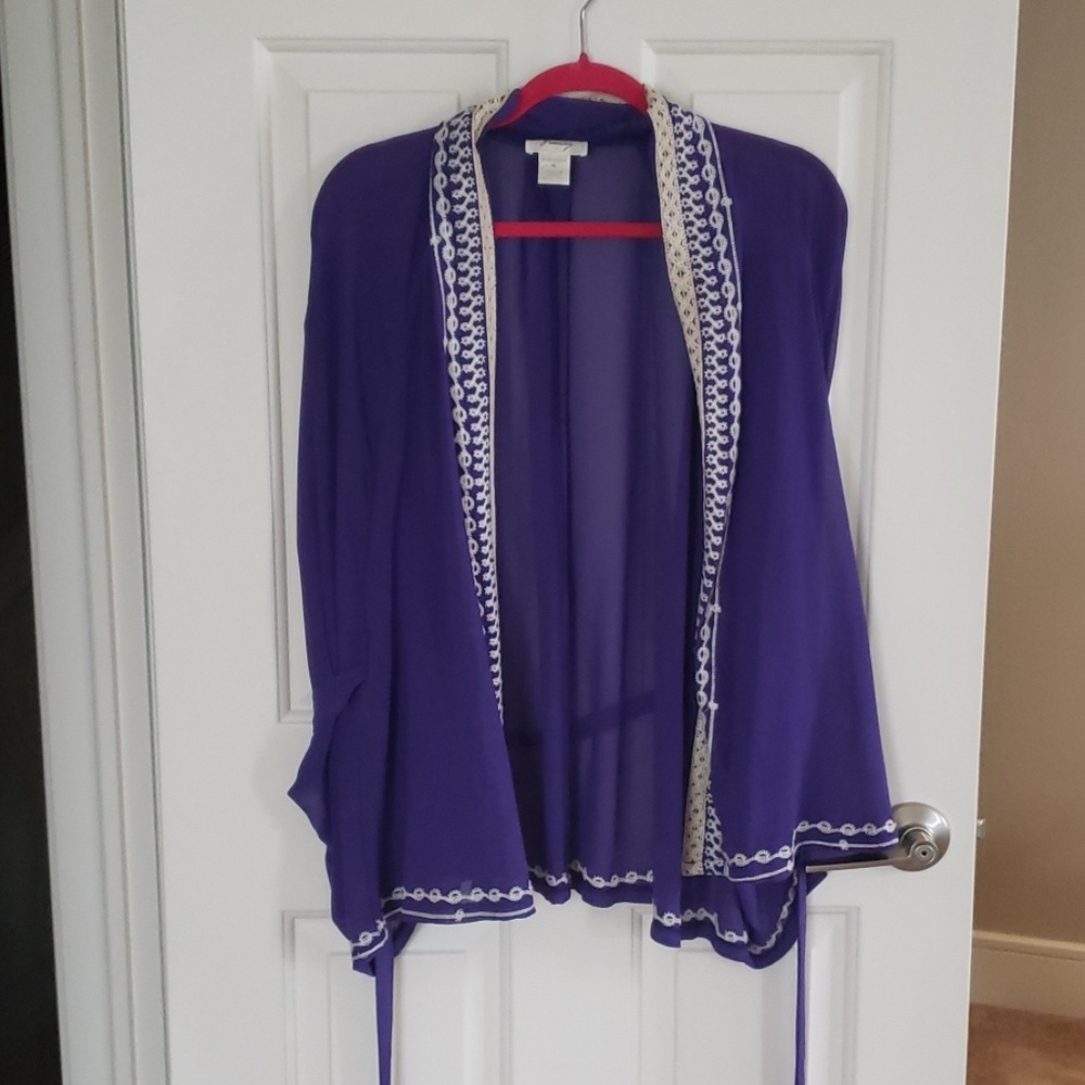 Purple chiffon kimono wrap